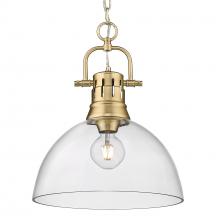  3602-L BCB-CLR - Duncan BCB 1 Light Pendant with Chain in Brushed Champagne Bronze with Clear Glass Shade